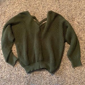 Dark Green Crop Sweater